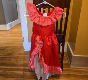 Disney Coral Red Ruffle Princess Dress